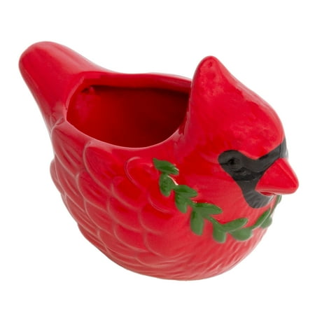 

AuldHome Christmas Cardinal Candy Dish (Ceramic); Decorative Red Holiday Mini Serving Bowl
