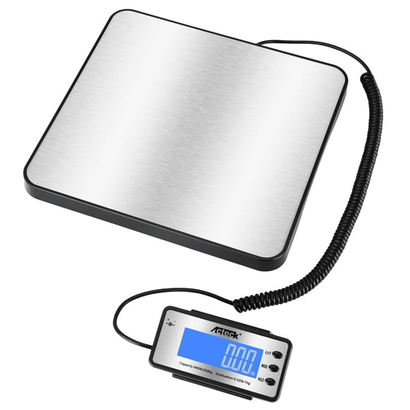 ACTECK Digital Shipping Postal Scale, 460 lb x1oz High Accuracy with Stainless Steel Platform, LCD Backlight, Four Reading Modes, Tare/Hold Function,
