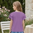 thumbnail image 5 of Grblisyd Girls' V-Neck Ruffle Top Casual Cute T Shirts Loose Fit Short Sleeve Tops Tees Fashion Solid Blouses Clothes Light Purple 2-3Y, 5 of 6