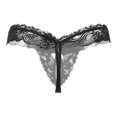thumbnail image 4 of TMOYZQ Women's Pearl T Back G String Thongs Floral Lace Bow Beaded Crotchless Panties Thong Underwear Sexy Briefs Underpants Exotic Underwear Naughty Lingerie, 4 of 6