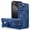 Blue, variant on Stand for iPhone 16 Case, Magnetic Compatible with Mag-Safe, Military Drop Protection, Shockproof Carbon Fiber Texture Hard PC + TPU Bumper Case for iPhone 16, Brown