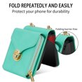 thumbnail image 3 of Allytech Case for Samsung Galaxy Z Flip5, [Large Capacity] Wallet Case with Card Slots & Zipper Pocket, Premium PU Leather Metal Snap Kickstand Shockproof Case with Shoulder Strap, Mint, 3 of 7