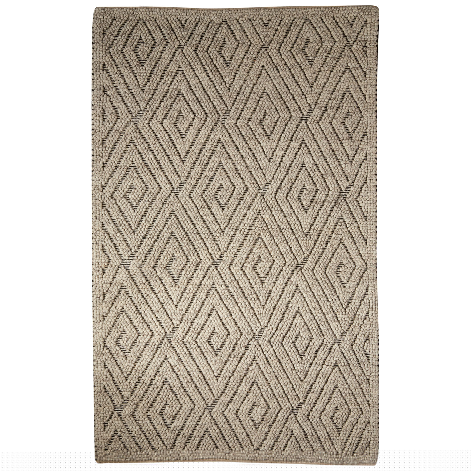 Contemporary Tribal Pattern Ivory/Gray Wool Area Rug (5x8 ...