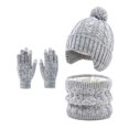 thumbnail image 5 of mgoYE Girls Boys Solid Color Beanie Hat Glovs Set Fleece Lined Winter Hat with Pom Pom for Cold Weather, 5 of 5