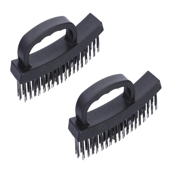 2-Pack Heavy-Duty Steel Wire Brush for Industrial Rust Removal, Deburring & Metal Polishing — 165 x 76 mm Black Ergonomic Handle Cleaning Brush for DIY