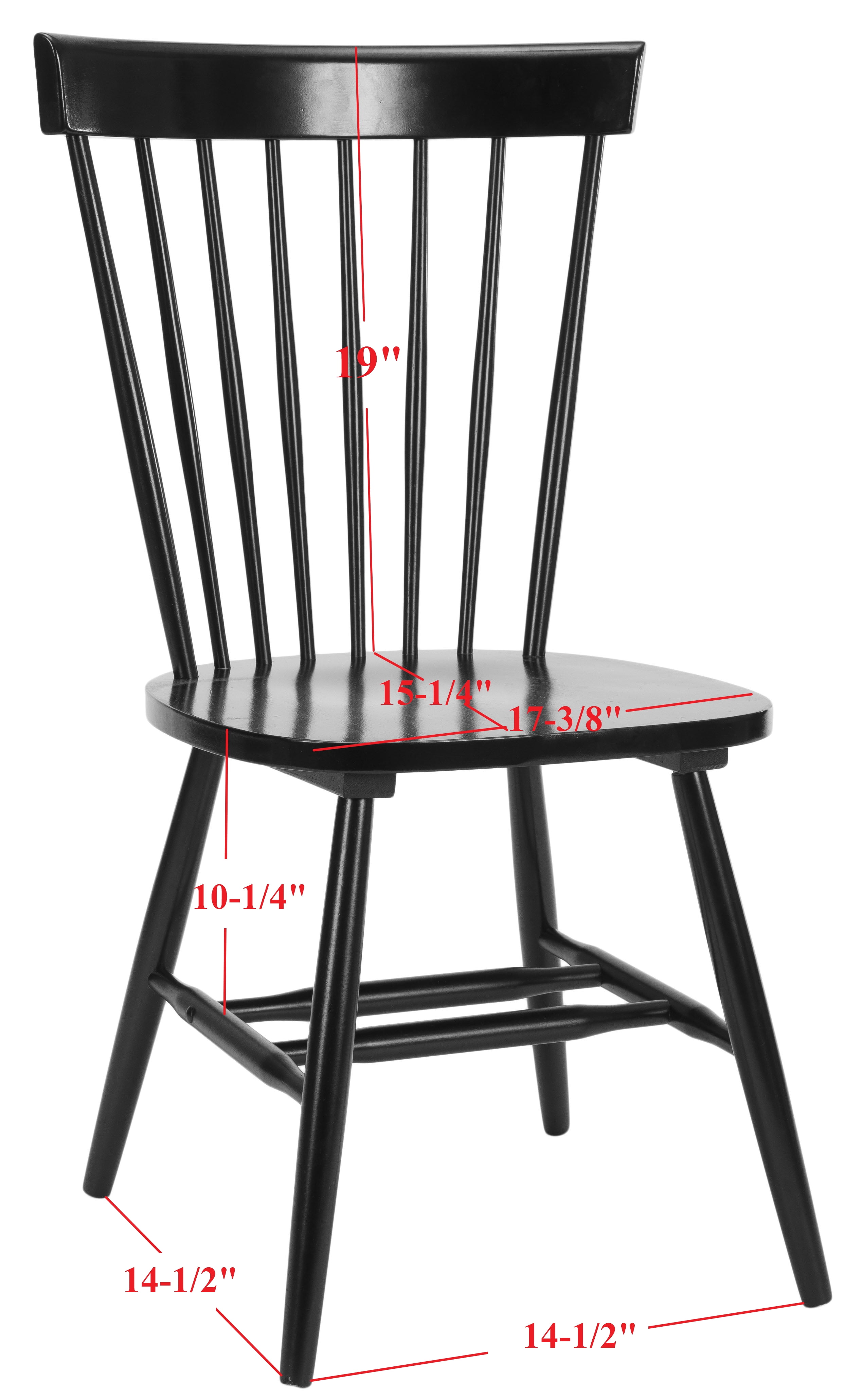 SAFAVIEH Parker Solid 17 in. H Spindle Dining Chair, Black, Set of 2