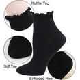thumbnail image 3 of 5 Pack Ankle Socks for Women, Ruffle Cuff Cotton Crew Socks, Frilly Knit Lettuce Cute Low Cut Socks, 3 of 12