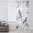 thumbnail image 3 of Blue Christmas Bird, Semi Sheer Curtains Drapes for Living Room, Bedroom, French Doors Window 54 Inches Long, Winter Berry Snowy Pine Cones Rod Pocket Chiffon Curtain Drapery Voile Draperies Panel, 3 of 6