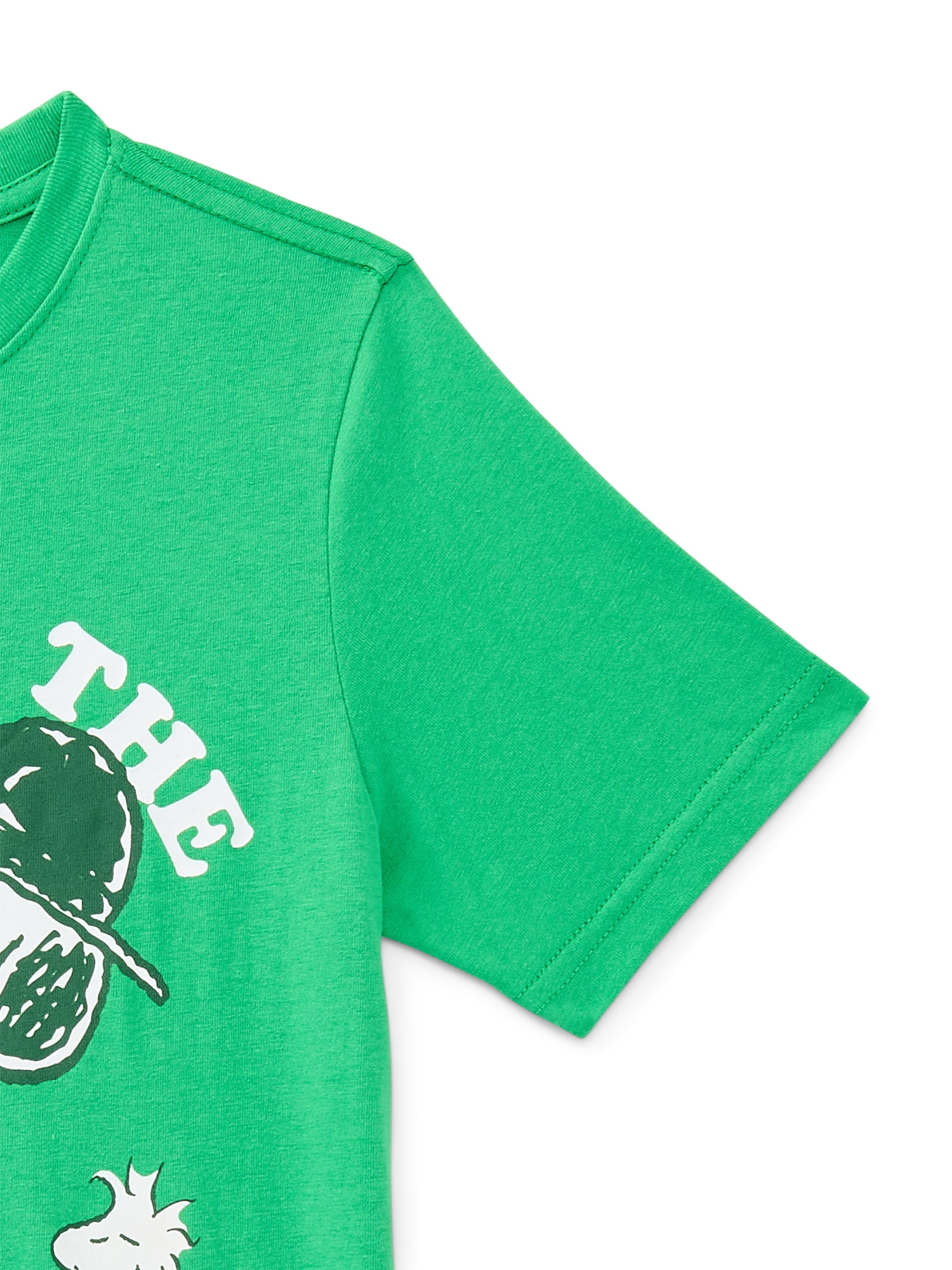 Peanuts Snoopy & Woodstock Little Boys and Big Boys St. Patrick's Day Graphic Tee with Short Sleeves, Sizes 4-18