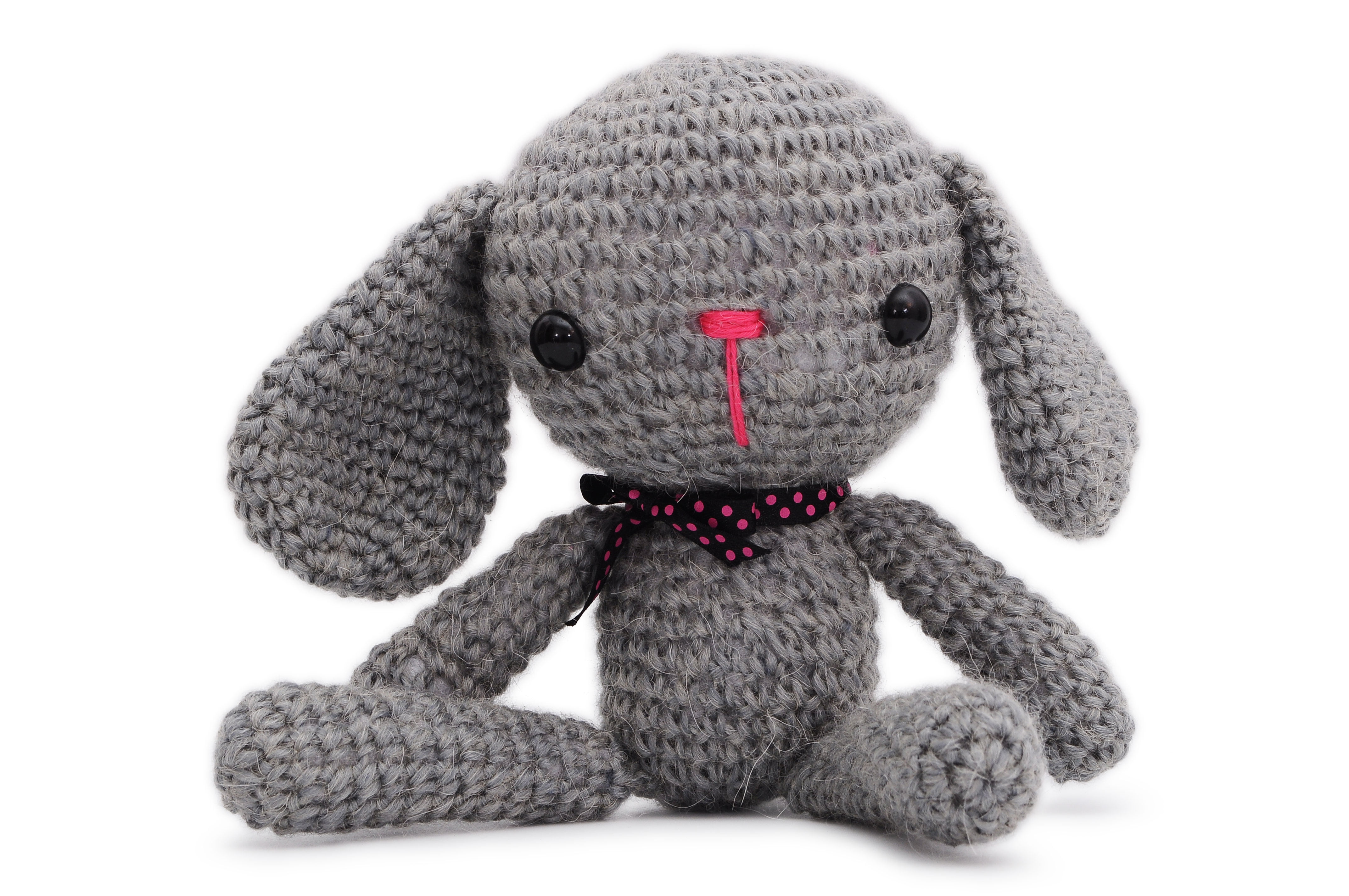 With Additional Small Blue Coat Handmade Stuffed Animal Amigurumi Crochet Bunny 