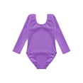 thumbnail image 3 of Sxiwei Girls Fleece Lined Bodysuit Long Sleeve Ballet Leotard Kids Dance Undergarment Thermal Purple 140, 3 of 7