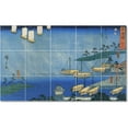 thumbnail image 1 of Ceramic Tile Mural-Utagawa Hiroshige Ukiyo-E Tile Mural Home Remodeling Design Idea. 40" w x 24" h using (15) 8 x 8 ceramic tiles, 1 of 3