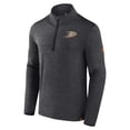 thumbnail image 2 of Men's Fanatics  Heather Charcoal Anaheim Ducks Authentic Pro Quarter-Zip Pullover Top, 2 of 3