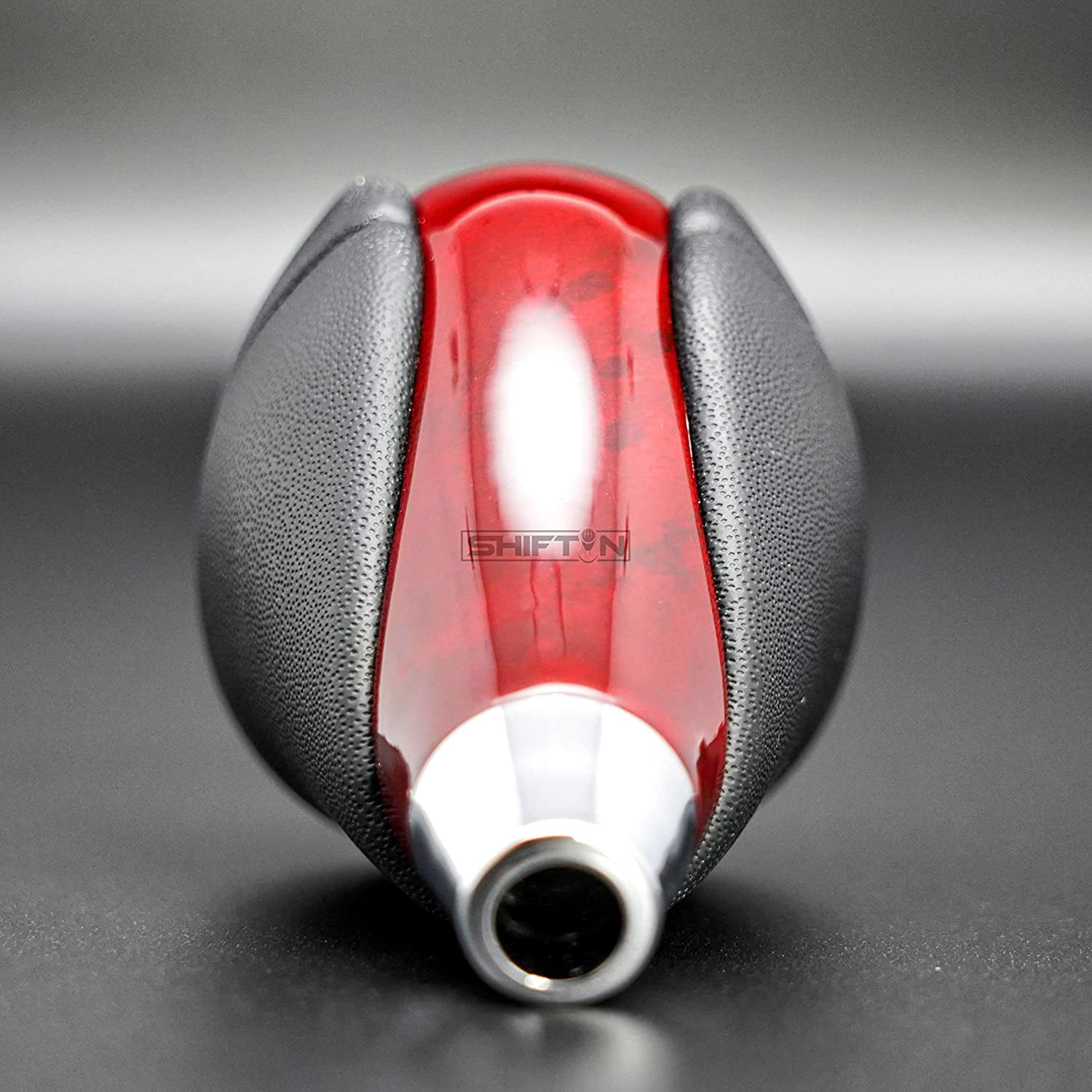 SHIFTIN Gear Shift Knob, Cherry Red, Walnut Wood, Leather for Lexus ES300h ES350 GS300 GS350 GS430 GS450h GS460 IS250 IS300 IS350 LS460 LS600h RX350 RX450h (Black Leather / Cherry Red Walnut)