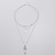thumbnail image 4 of Bohemia Style Alloy Three-layer Necklace Moon Pink Crystal Pendant Women Dress Accessories, 4 of 5