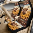 thumbnail image 3 of Xixirimido Car Seat Covers Front Seats Leather Universal Fit for Cars, Vans, Trucks, SUV, Set of 5 Car Seat Protector with Seatbelt Covers & Center Console Cover, Sunflower Ethnic Highland Cattle, 3 of 8