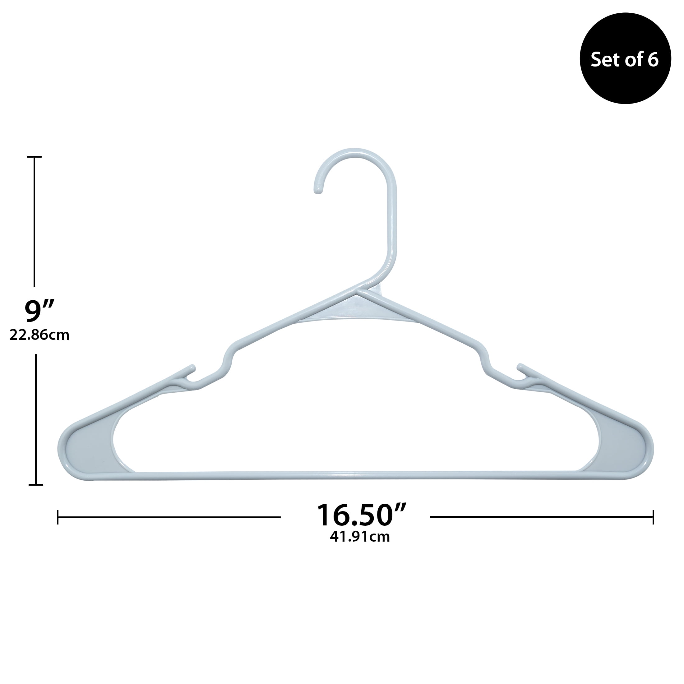 (7 pack) Mainstays Plastic Clothes Hangers, Gray, 6 Count, Lightweight & Durable for Everyday Use
