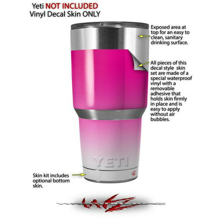 Skin Decal Wrap for Yeti Tumbler Rambler 30 oz Smooth Fades White Hot Pink  ( 30oz TUMBLER NOT INCLUDED ) 