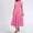 Pink, variant on Women's Summer Dress, Casual V Neck Short Sleeve Ankle Length Dress with Slit, Solid Color Stretch Fabric for Daily Wear