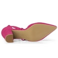 thumbnail image 6 of BLISSFUL STEP Women's Back to School Pointed Toe Sandals Lace Up Block Heel Faux Suede Dress Shoes Hot Pink 6, 6 of 7