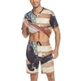 thumbnail image 3 of joogoo Men's Pajama Set Eagle and Flag V-Neck Pj Shorts Set 2 Piece Loungewear Sleepwear XXL, 3 of 7