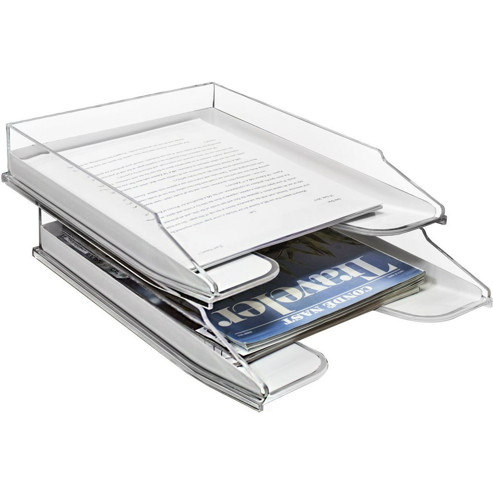 Sorbus Letter Tray Organizer, Stackable Acrylic Paper Tray, Clear Desk Table File Holder 2
