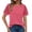 Pink, variant on Daily Top for Women's Lace Crew Neck Short Sleeve T Shirt Plus Size Stretchy Blouse Casual Summer Top Pink M