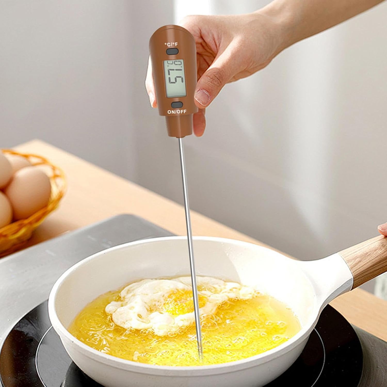ABPETE Digital LCD Candy Spatula Thermometer - Instant Read Meat & Candy Thermometer | Silicone Kitchen Temperature Sensor | Temperature Reader and Stirrer for Candy, Chocolate, Meat
