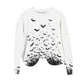 thumbnail image 4 of DOSUKRAI Womens Halloween Sweatshirt Funny Spooky Season Funny Long Sleeve Graphic Crewneck Pullover Tops Cute Ghost Sweater White,L, 4 of 6