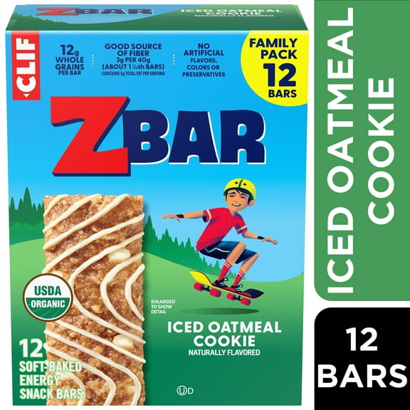Zbar Iced Oatmeal Cookie Flavor Soft Baked Snack Bars, Organic Granola Bars, 12ct