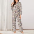 thumbnail image 2 of Pofeuu Paisley Flowers Print Womens Pajamas Set Long Sleeve Sleepwear Button Down Nightwear Soft Pj Lounge Sets Button Down Pajamas Women-Small, 2 of 7