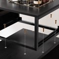 thumbnail image 3 of GUNAITO Dresser with Charging Station and LED Light Makeup Vanity with Fabric Drawers Makeup Table with Side Pockets Corner Rotatable Vanity Desk for Bedroom Black Gray, 3 of 10