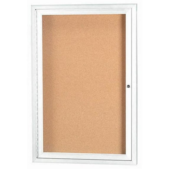 Aarco Products DCC2418RHW 1-Door Enclosed Bulletin Board with Header - White