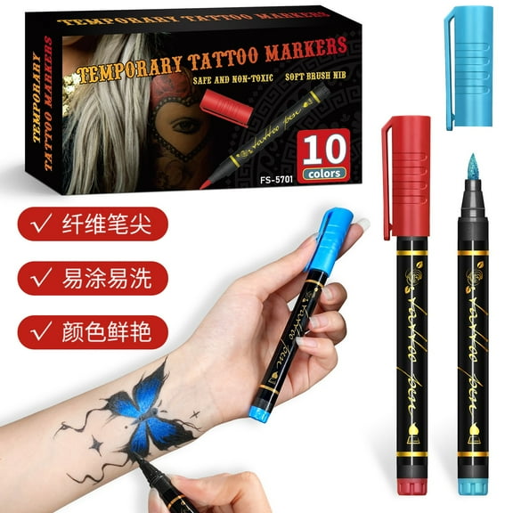 Komiseup Temporary Tattooss Pen Detachable Tattooss Body Marker Temporary Tattooss Body Painting Easy Scrub Marker Festivals