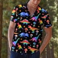 thumbnail image 6 of Rainbow Mushroom Dinosaur Hawaiian Shirt For Men T Rex Vintage Shirt Mens Hawaiian Shirts Short Sleeve Button Down Shirt Men, 6 of 7