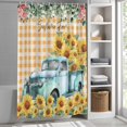 thumbnail image 6 of Sunflowers Truck Shower Curtain, 48" x 72", Spring Rose Floral Leaf Yellow Plaid Waterproof Bathroom Curtain Washable Shower Curtain Set with 12 Hooks, 6 of 9