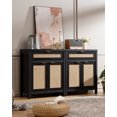 thumbnail image 4 of Surmoby Sideboard Buffet Cabinet Set of 2,Boho Storage Cabinets with Rattan Doors and Drawer,Farmhouse Accent Cabinet for Dining Room Living Room(Black,2PCS), 4 of 8