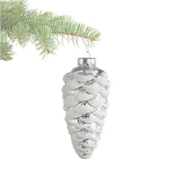 Silver Pine Cone With Frosted Tips Ornament
