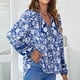 thumbnail image 3 of Blusas de manga larga con estampado floral Primavera Moda Cuello en V Casual Linterna suelta Top de manga larga para mujeres y niñas, 3 of 6