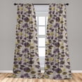 thumbnail image 2 of Floral Window Curtains, Botanical Concept Silhouettes of Repetitive Leaves with Colorful Blots, Lightweight Decor 2-Panel Set with Rod Pocket, Pair of - 28"x84", Fawn and Pale Eggplant, by Ambesonne, 2 of 3