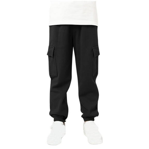 Uaswgudfs Boys' Sweatpants Cargo Jogger Pants Elastic Waist Active Pants with Multi Pockets, 8-14T