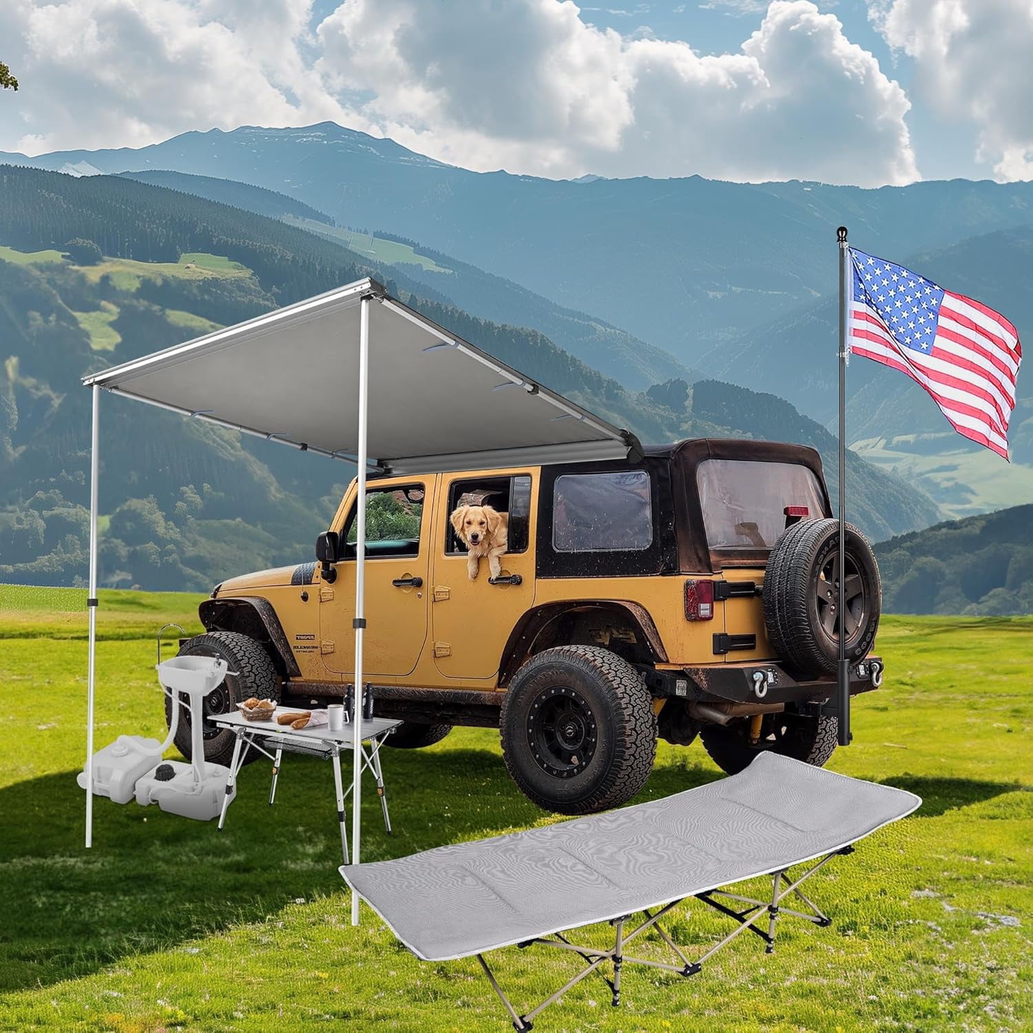 Yescom 4.6x6.8Ft Car Side Awning PU2000mm UV50+, Grey