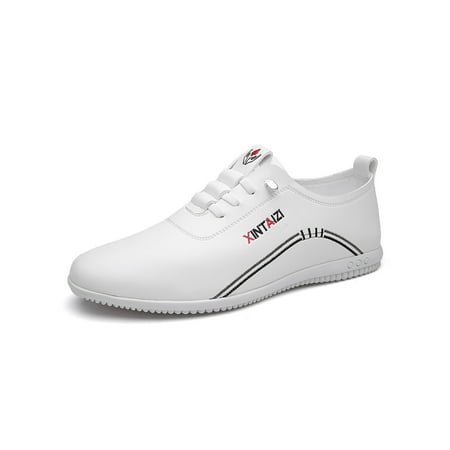 

Daeful Men Dress Shoe Driving Casual Shoes Slip On Flats Non-Slip Comfort Loafers Mens Faux Leather White 8