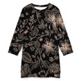 thumbnail image 4 of Elegant Floral Black Background Design Women Elegant Long Sleeve Warm Dress Autumn Winter Sweater Dress Casual Pullover Mini Dresses, 4 of 7