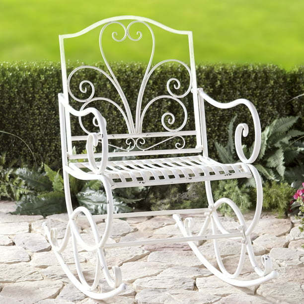 Outdoor Metal Rocking Furniture Antique White Chair, How To Strip And Repaint Wrought Iron Furniture Philippines