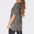 thumbnail image 4 of Ropa de trabajo de manga corta con cuello redondo y bolsillos para mujer, Tops estampados, Tops de verano para mujer, 4 of 7