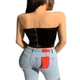 thumbnail image 4 of Womens Sexy Tube Top Solid Color Off-the-shoulder Lace V-neck Top, 4 of 7
