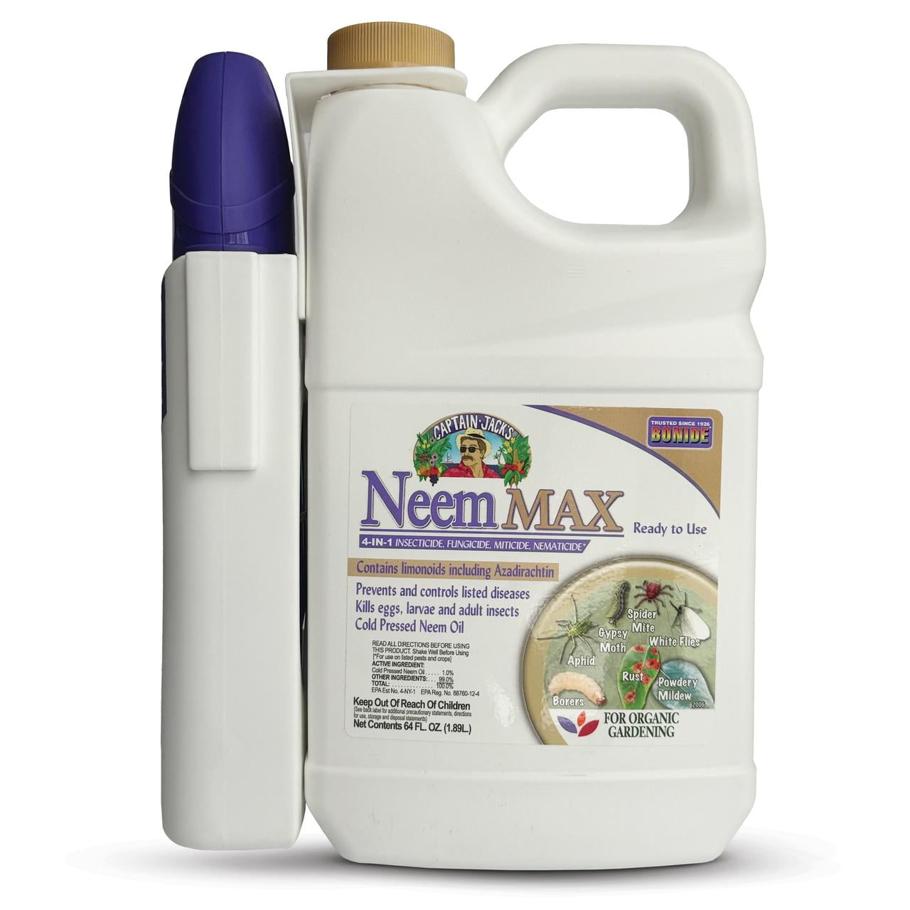 Bonide Captain Jack's 64 oz Neem Max Ready-to-Use Spray for Fungus, Insect, Mite & Nematode Control