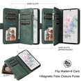thumbnail image 4 of YEYKX for iPhone 17 Pro Max Wallet Phone Case with 9 Card Holder Zipper Pocket, Magnetic Closure Premium Folio PU Leather Flip Case with Wrist Strap for iPhone 17 Pro Max 6.9inch,Green, 4 of 8