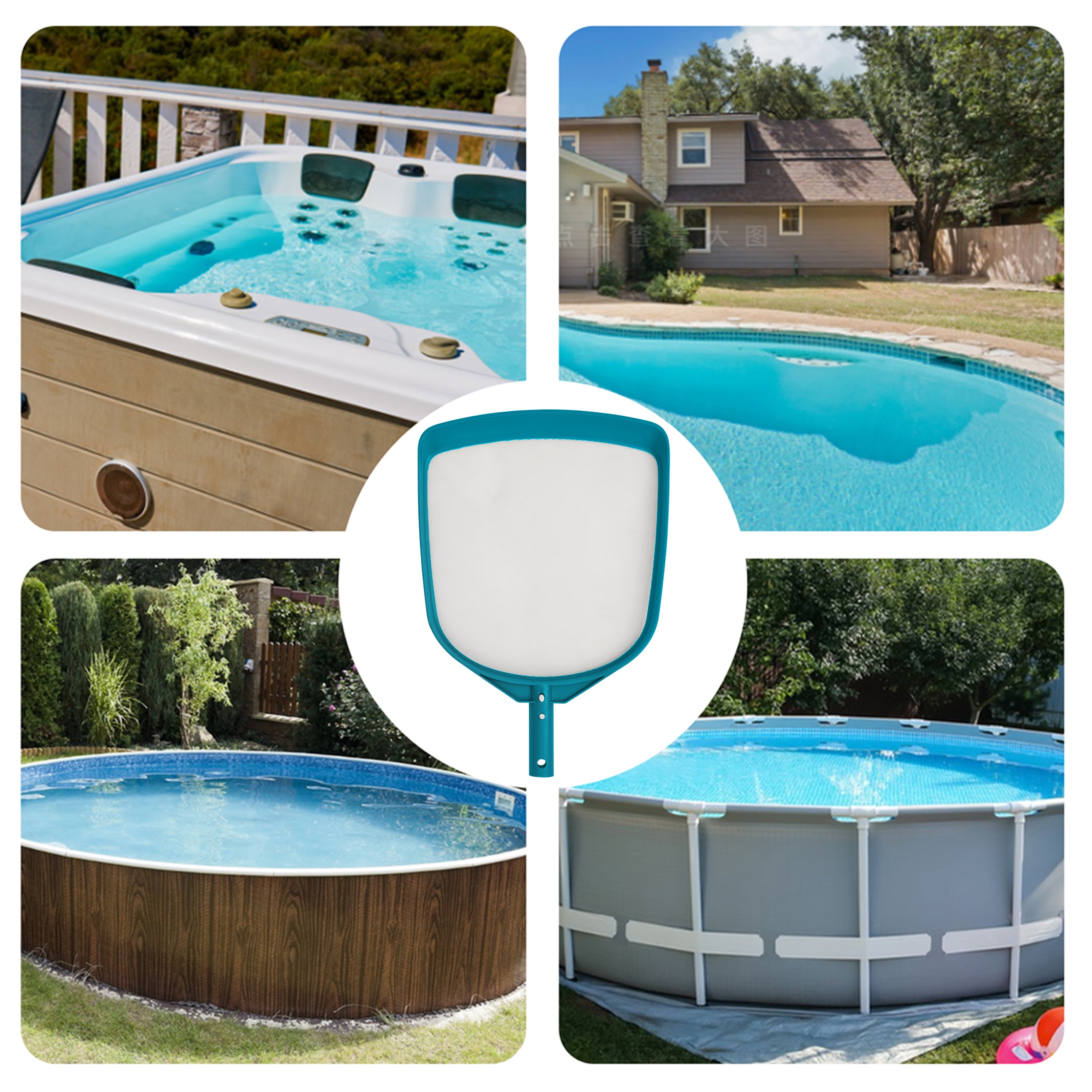 Bluescape Teal & Gray Pool Skimmer Net with 42 inch Aluminum Pole for Effective Debris Removal